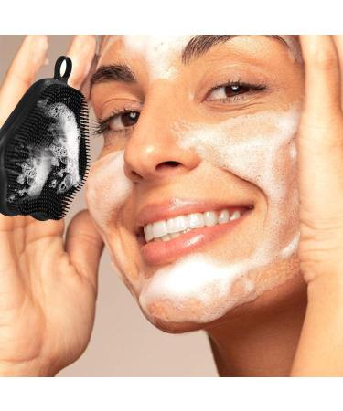 Silicone Face Scrubber Exfoliator - Silicone Face Scrubber Exfoliator with Handle Silicone Face Scrub Facial Cleansing Rubber Face Exfoliator Brush for Delicate Cleaning Black - Buy Online on GoSupps.com