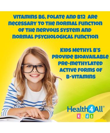Health4All Kids Methyl B's 180 Tablets - Stress & Mood Support for Children - Vegan Sublingual B12, 5-MTHF, B6 - 180 Count - Buy Online on GoSupps.com