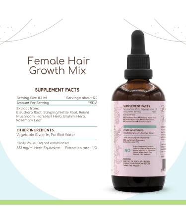 HerbEra Female Hair Growth Mix B120 Alcohol-Free Extract Tincture, Concentrated Liquid Drops Rosemary Leaf, Eleuthero Root, Stinging Nettle Root, Horsetail Herb, Reishi Mushroom, Brahmi Herb. 4 Fl Oz 4 Fl Oz (Pack of 1) - Buy Online on GoSupps.com