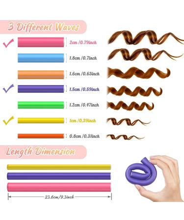 30Pcs Flexible Curling Rods Heatless Hair Rollers - 3 Sizes Foam Curlers for Short & Long Hair - Buy Online on GoSupps.com