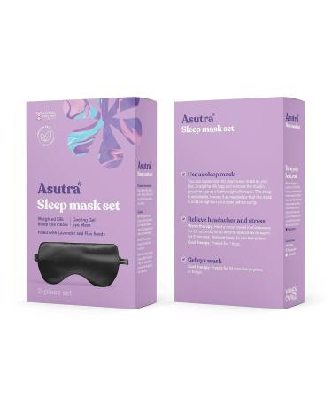 ASUTRA Bundle Set 2 Products - 1 Multi-Use Essential Oil Aromatherapy Pillow Spray (Lavender & Chamomile) and 1 Black Silk Eye Pillow for Sleep Filled w/Lavender Buds & Flax Seeds - Buy Online on GoSupps.com