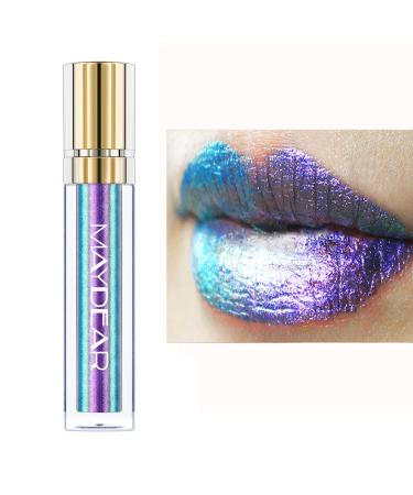 Maydear Chameleon Lipstick Long Lasting Waterproof Colourful Diamond Shimmer Lip Gloss for Women Girls Makeup kit - Blue Purple #4 - Buy Online on GoSupps.com