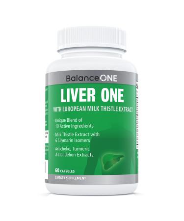 Liver One by Balance One Supplements - 10 Antioxidant Ingredients for Natural Liver Support - Milk Thistle, Molybdenum, Dandelion, Artichoke - Vegan, Non-GMO - 30 Day Supply