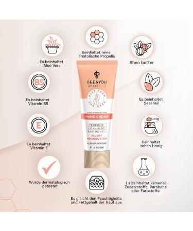Bee & You Natural Hand Cream with Propolis Aloe Vera & Shea Butter - Moisturizing Gentle Care for Everyday Use - Vegan & Cruelty-Free - Buy Online on GoSupps.com