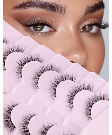 Onlyall Natural Lashes Wispy Lashes Natural Look False Eyelashes Natural Flared Eyelashes False Eye Lashes Soft Fluffy Lashes 7 Pairs D1 D1 Natural (6-13MM)