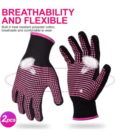 Professional Heat Resistant Gloves with Silicone Bumps - Sopito 2Pcs Heat Proof Mitts for Hair Styling Curling Iron (Pink) - Buy Online on GoSupps.com