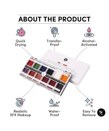 FX Alcohol-Activated 12 Colors Makeup Palette | Highly Pigmented Professional Makeup for Stage Film Costumes & Cosplay - Buy Online on GoSupps.com