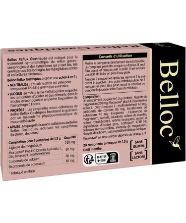 Belloc Gastric Reflux - 4 in 1 - Neutralises Block Protects Soothes Tablets x20 - For Ages 12 and Above - Buy Online on GoSupps.com