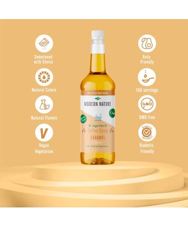 Modern Nature Sugar Free Coffee Syrup Natural Caramel Flavour Low Calorie Stevia Syrup Nearly 0 Calorie Skinny Syrup For Flavoured Coffee Tea Hot Chocolate Protein Shakes Keto Sweetner 750ml Caramel 750.00 ml (Pack of 1) - Buy Online on GoSupps.com