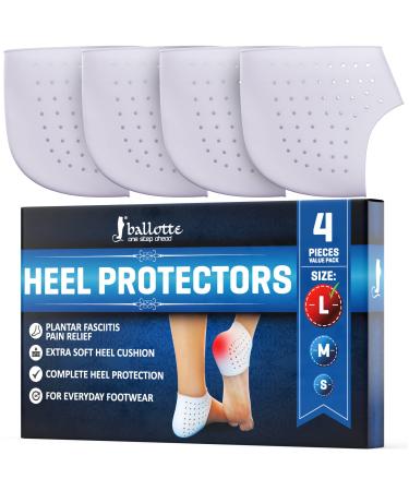 Silicone Heel Protector, Strong and Breathable Heel Protectors, Heel Cups for Fast Heel Pain Relief, Plantar Fasciitis Support, Blister, Spur Relief for Men and Women, 2 Pair Silicone Socks Large Size Heel pads L (4 Pieces)