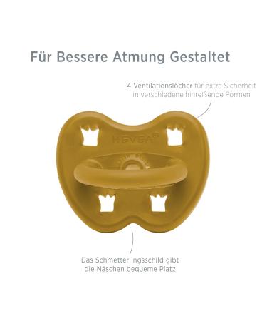 HEVEA Natural Rubber Pacifier - Jaw-Friendly Design for 3-36 Months | Honey-Gold | International Shipping - Buy Online on GoSupps.com