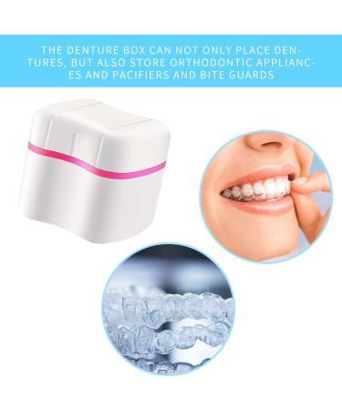 Denture Bath Case with Denture Cleaner Brush Denture Toothbrush Denture Cup Denture Box Bath Denture Container with Basket Denture Holder Denture Brush Retainer for Travel Retainer Cleaning (Red) - Buy Online on GoSupps.com