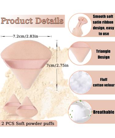 Soft Velour Triangle Powder Puffs - 2 Pack | Reusable Makeup Sponge for Face & Body - Flesh - Buy Online on GoSupps.com