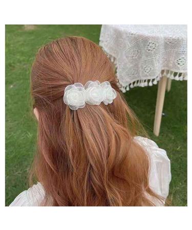 Iaceble Boho Lace Flower Hairpin Barrette White Flower Hair Clips Retro Flower Hair Barrette Wedding Bridal Hair Pins Accessory for Women and Girl Headdress