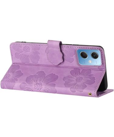Buy Violet Folding Cover for Redmi Note 12 | PU Leather Flower Pattern Stand Card Compartment Magnetic Lock - International Shipping Available - Buy Online on GoSupps.com