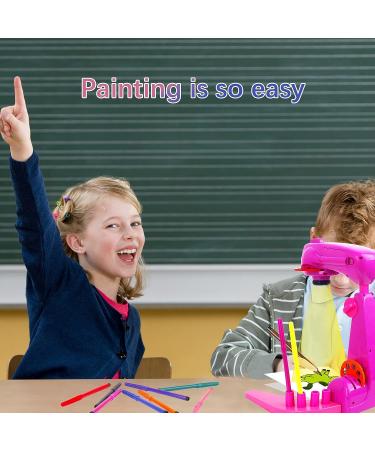 LEERFEI Kids Projection Drawing Sketcher Toy with 32 Cartoon Patterns and 12 Color Brushes - Pink - Buy Online on GoSupps.com