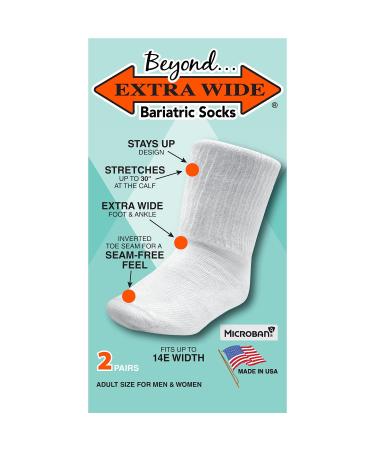 Bariatric Sock for Extreme Lymphedema. Stretches up 30 (2pair  White)