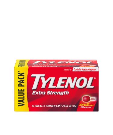 Tylenol Extra Strength For Pain and Anches Relief Headache Relief and Reducing Fever 500 mg Acetaminophen 200 eZTABS 200 Count (Pack of 1) Tab