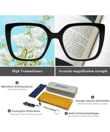 DOOViC Blue Light Filter Oversized Reading Glasses for Women - Stylish Black JS028 1.0x - Buy Online on GoSupps.com