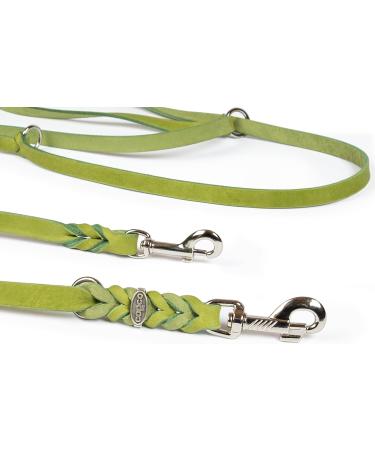 Buy COPCOPET 3-Way Adjustable Fat Leather Dog Leash - Handmade in Germany | Soft Green Braided Leash (2.40m x 10mm) with Chrome Carabiners - Buy Online on GoSupps.com