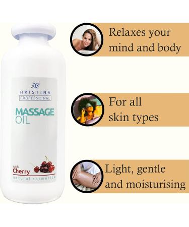 Cherry Massage Oil - Relaxing Joint Pain Relief & Moisturizing Skin Care | Grape Seed Sesame & Almond Oils | 500ml Sensual Body Massage - Buy Online on GoSupps.com
