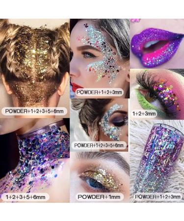 Buy BOSDONTEK 12 Boxes Glitter for Nail Face & Body - Makeup Art & Festival Decoration | International Shipping Available - Buy Online on GoSupps.com