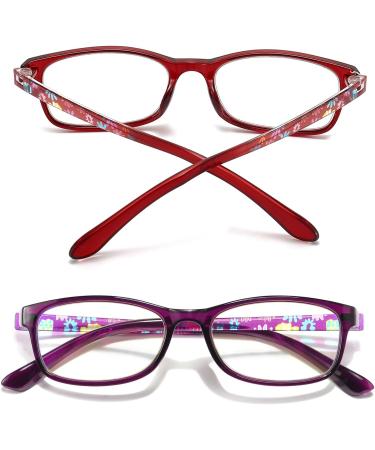 Shop Women's Blue Light Blocking Reading Glasses - Flexible Anti-Eyestrain Computer Readers - Full-Rim Red/Purple 2.5x - Buy Online on GoSupps.com