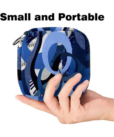 Blue Piano Music Pattern Napkin Storage Bag | Portable Menstrual Cup Bag for Women & Teens - Buy Online on GoSupps.com