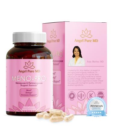 Angel Pure MD | Natural Premium Menopause Probiotics for Weight Gain Hot Flashes Night Sweats Low Energy Mood Swings Gut Health - Extra Strength Supplements - 90 Capsules