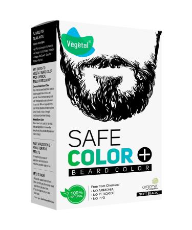 Vegetal Safe Color - Soft Black 25gm - Certified Organic Chemical and Allergy Free Bio Natural Beard Hair Color with No Ammonia Formula for Men