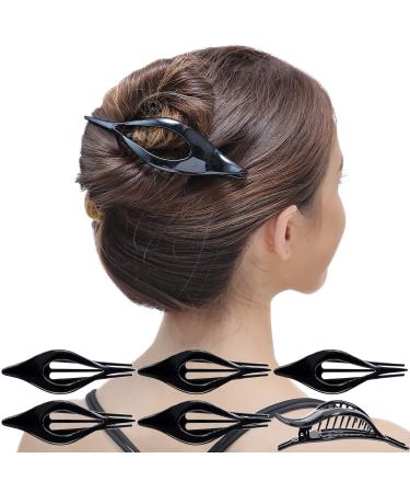 RC ROCHE 6 Pieces Oval Hair Clip Curvy Elegant Side Hair Clip for Women Medium Black