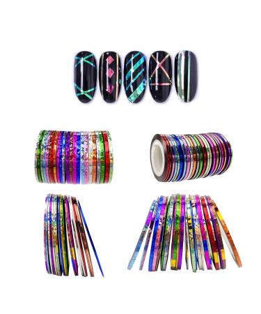 42 Color Nail Art Striping Tape Lines Kit Multi -Colored Rolls Striping Tape Line Matte Texture Klebstift Mermaid Candy Color Striping Tape Line for Nail Art