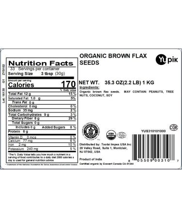 Yupik Organic Raw Brown Flax Seeds - 2.2 lb | Non-GMO, Vegan, Gluten-Free - Buy Online on GoSupps.com