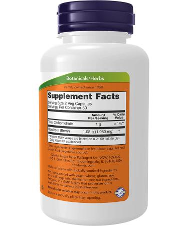 Now Foods Hawthorn Berry 540 mg - 100 Capsules | Heart Health Support - Buy Online on GoSupps.com