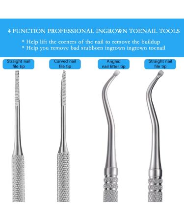 2PCS Stainless Steel Ingrown Toenail File and Lifter Set with Storage Case - Professional Grade Nail Cleaner Tool - Buy Online on GoSupps.com
