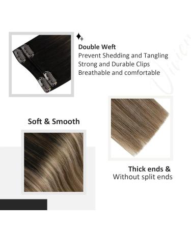 Shop Vivien Clip-In Extensions | Real Hair Balayage | Darkest Brown to Medium Brown with Ash Blonde | 50cm 7PCs/120g | Premium Remy Quality - Buy Online on GoSupps.com
