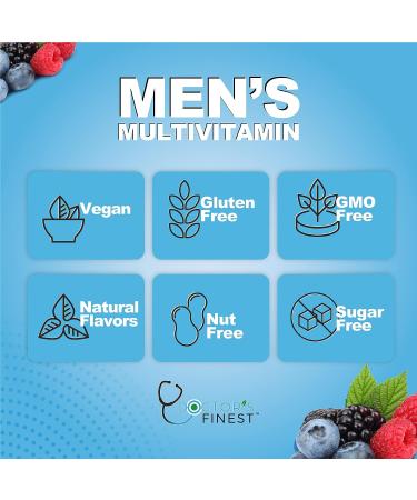 DOCTORS FINEST Sugar Free Multivitamin for Men - 90 Gummies, Vegan, GMO-Free, Gluten-Free, Natural Strawberry Flavor - 20 Vitamins and Minerals Dietary Supplement - Buy Online on GoSupps.com
