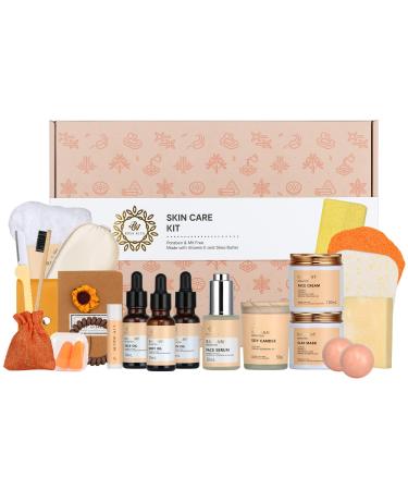 Facial Skin Care Set & Bath Spa Kit  Bath and Body At Home Spa Kit  Mothers Day Gifts Ideas  Self-care Relaxation Gift  Skin Care Collection plus essential oil  Hyaluronic Acid  Vitamin E.(VITAMIN C)