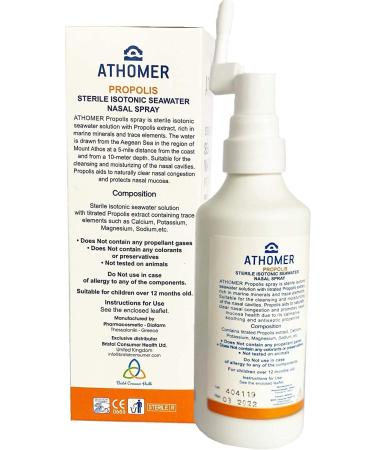 Sea Water Spray with Propolis for Nasal Decongestion - Natural Saline Solution for Babies to Adults - 3.52oz - Buy Online on GoSupps.com