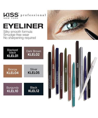 KISS New York Professional Luxury Intense Eyeliner 3 PACK Black - Long-Lasting Formula - Buy Online on GoSupps.com