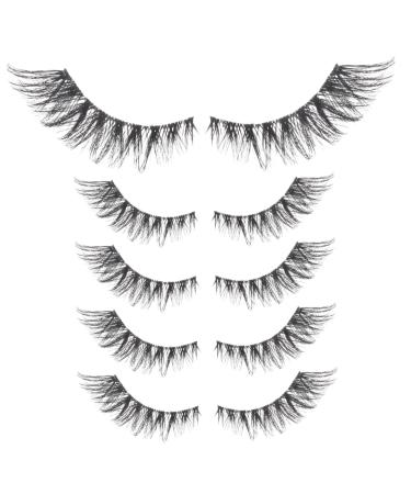 minkissy 5 Pairs False Lashes Fake Eyelashes Lash Strip Eye Lash Extension Bulk Eyelashes Bulk Lashes Eyelashes Natural Look False Eyelashes Transparent Stem Artificial Fiber Cosmetics