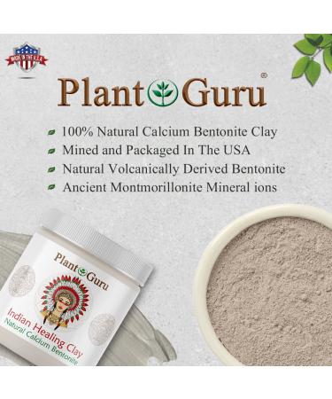 Plant Guru Indian Healing Clay 1 lb. - 100% Natural Bentonite Clay Powder for Deep Pore Cleansing - Facial, Body Mask, Detox for Face, Hair, Acne - Buy Online on GoSupps.com