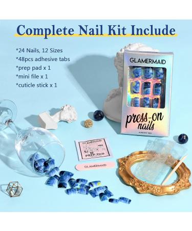 Blue Press on Nails GLAMERMAID A2 - Starry Night Ink | Long Lasting | Easy Application - Buy Online on GoSupps.com