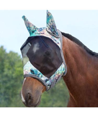 Harrison Howard CareMaster Horse Fly Mask with Ears | UV Protection for Horses | Standard Size (L) - Pastel Mix - Buy Online on GoSupps.com