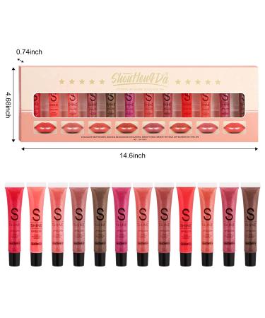 12 Color Shimmery Lip Gloss Set for Women and Girls - Long Lasting, Waterproof, and Sparkling Lip Plumper - Gift Packs of 12 - Buy Online on GoSupps.com