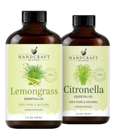 Handcraft Blends Summer Patio Set: Citronella and Lemongrass Essential Oils (2 x 4 Fl Oz) 100% Pure & Natural for Diffuser Aromatherapy and DIY Projects