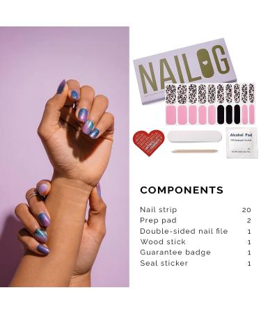 NAILOG Semi Cured Gel Nail Strips - Salon-Quality Nail Sticker Kit with UV Lamp - 20pcs Long Lasting Nail Polish Strips - Aurora - Buy Online on GoSupps.com