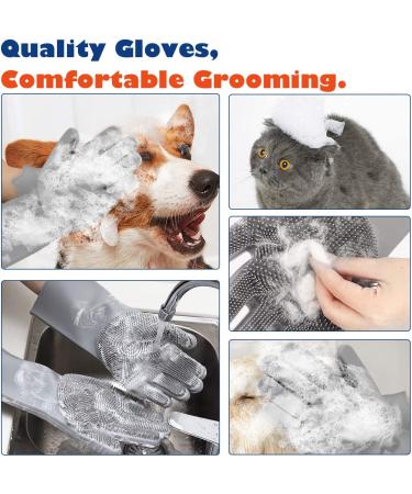 VavoPaw Magic Pet Grooming Gloves - Food Grade Silicone, Heat Resistant for Dogs & Cats - Gray - Buy Online on GoSupps.com