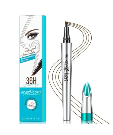 Microblading Eyebrow Pen Eyebrow 4 Tip Brow Pencil Eyebrow Magic Pen Eyebrow Microblading Pen Eyebrow Pen Waterproof&Smudge-proof Creates Natural Looking Brows (Dark Brown)