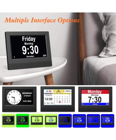 Senxingyan 7 HD Digital Calendar Alarm Clock - Dimmable Alarm for Seniors & Alzheimer Patients - Multiple Clock Modes in Black - Buy Online on GoSupps.com